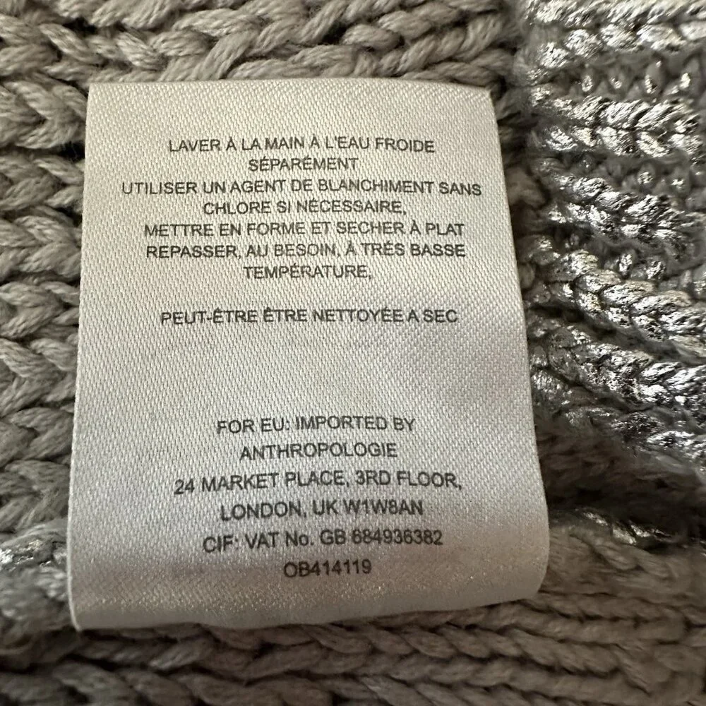 Moth Anthropologie Large Sana Sweater Knit Tank Top Silver Foiled Metallic Party - Picture 12 of 12